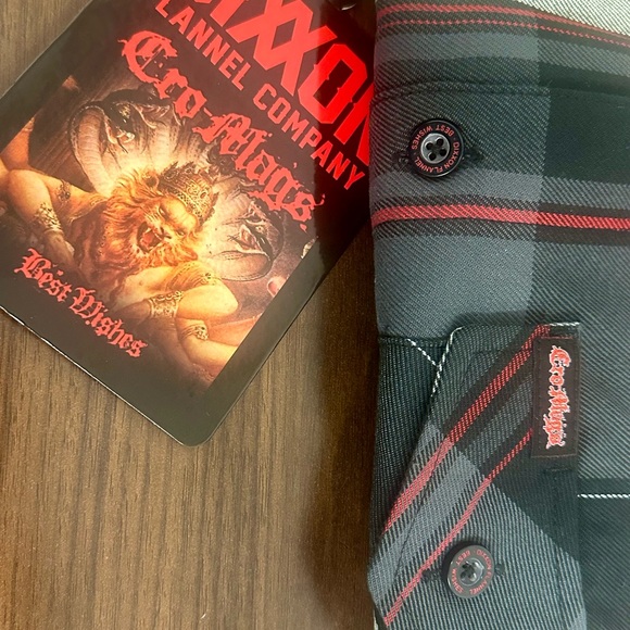 DIXXON Cro-Mags Mens Flannel Shirt Large Black Gray Red NWT Limited Edition - Picture 8 of 10